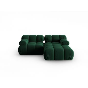 Coltar modular dreapta 3 locuri, Bellis, Micadoni Home, BL, 188x155x70 cm, catifea, verde bottle
