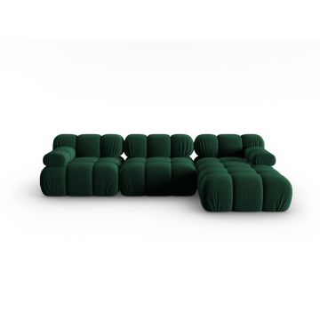 Coltar modular dreapta 4 locuri, Bellis, Micadoni Home, BL, 282x155x70 cm, catifea, verde bottle