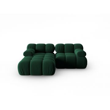 Coltar modular stanga 3 locuri, Bellis, Micadoni Home, BL, 188x155x70 cm, catifea, verde bottle