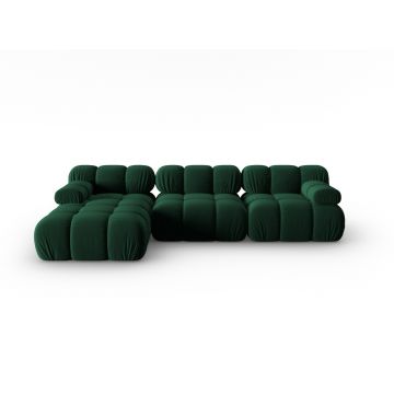 Coltar modular stanga 4 locuri, Bellis, Micadoni Home, BL, 282x155x70 cm, catifea, verde bottle