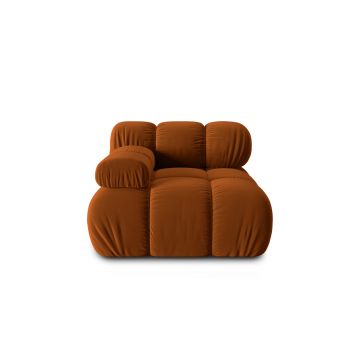 Modul canapea stanga 1 loc, Bellis, Micadoni Home, BL, 94x94x70 cm, catifea, caramiziu