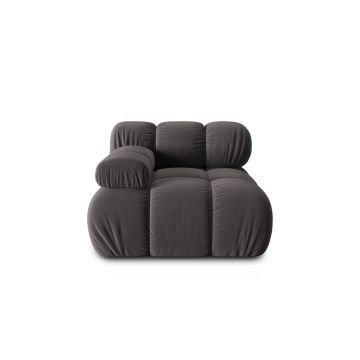 Modul canapea stanga 1 loc, Bellis, Micadoni Home, BL, 94x94x70 cm, catifea, gri inchis
