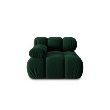 Modul canapea stanga 1 loc, Bellis, Micadoni Home, BL, 94x94x70 cm, catifea, verde bottle