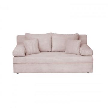 Canapea ANA LUX extensibila, 3 locuri, cu lada depozitare, roz pudra, 185x82x80 cm