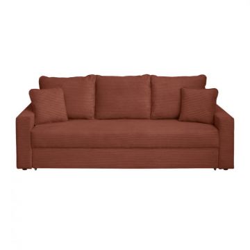 Canapea NICO II LUX extensibila, 3 locuri, cu arcuri si lada depozitare, caramiziu, 220x85x75 cm