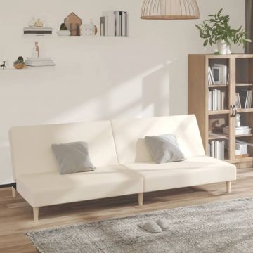 vidaXL Canapea extensibilă cu 2 locuri, crem, material textil