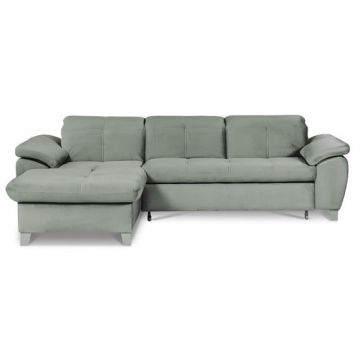 Coltar Extensibil Cu Insula Stanga Sevilia Lux, 5 Locuri, Tetiere Reglabile, Verde Menta, 272 Cm