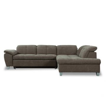 Coltar Extensibil Cu Otoman Mic Dreapta Sevilia Lux, 5 Locuri, Tetiere Reglabile, Maro Mocca, 280 Cm