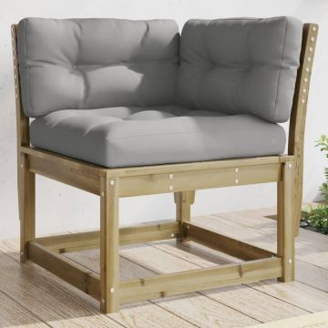 vidaXL Canapea colț de grădină cu perne, 73x73x78 cm, lemn masiv pin