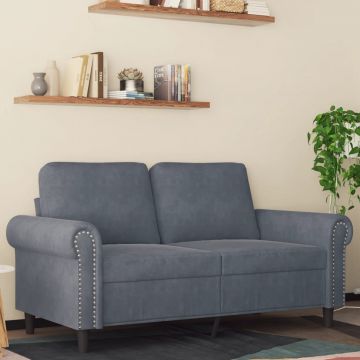 vidaXL Canapea cu 2 locuri, gri închis, 120 cm, catifea