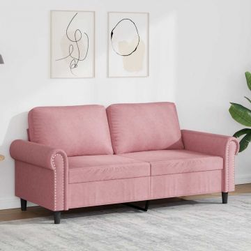 vidaXL Canapea cu 2 locuri, roz, 140 cm, catifea