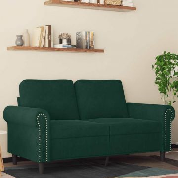vidaXL Canapea cu 2 locuri, verde închis, 120 cm, catifea