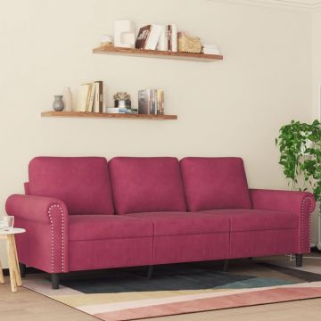 vidaXL Canapea cu 3 locuri, roșu vin, 180 cm, material catifea