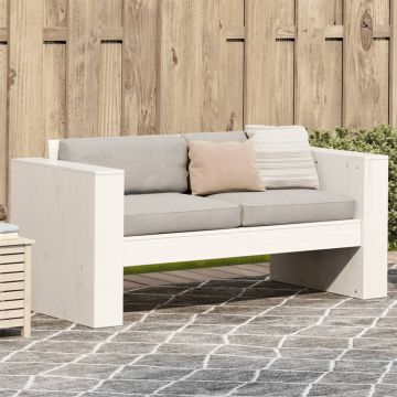 vidaXL Canapea de grădină 2 locuri, alb 134x60x62 cm, lemn masiv pin