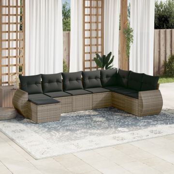 vidaXL Set canapele de grădină cu perne, 8 piese, gri, poliratan
