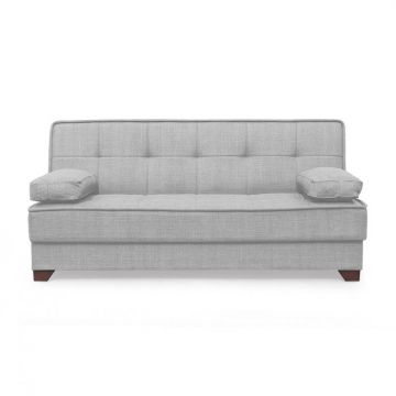 Canapea LEON II extensibila, 3 locuri, cu arcuri si lada depozitare, gri deschis, 190x82x88 cm