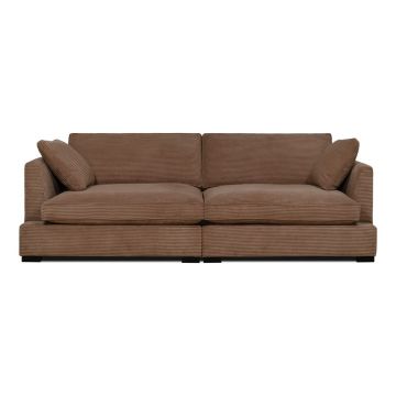 Canapea maro deschis cu tapițerie din catifea reiată 236 cm Mobby – Scandic