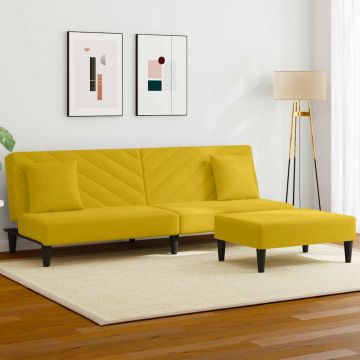vidaXL Set de canapele cu perne, 2 piese, galben, catifea