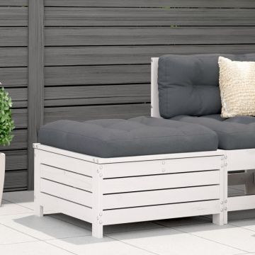 vidaXL Taburet de grădină, alb, 62x63,5x32 cm, lemn masiv pin