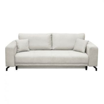 Canapea VEGA POINT extensibila, 3 locuri, cu arcuri si lada depozitare, crem, 237x110x73 cm