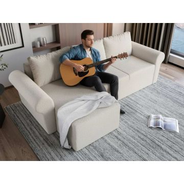 Coltar Extensibil Bonito plusat aspect lana alba