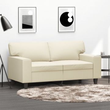 vidaXL Canapea cu 2 locuri, crem, 120 cm, piele ecologică