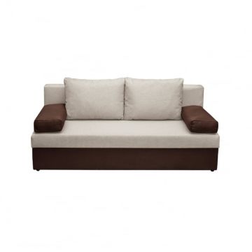 Canapea ANA extensibila, 3 locuri, cu lada depozitare, maro + bej, 185x82x80 cm
