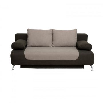 Canapea DARIA extensibila, 3 locuri, cu arcuri si lada depozitare, maro + bej, 195x98x74 cm