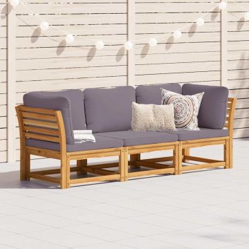vidaXL Set mobilier de grădină cu perne, 3 piese, lemn masiv acacia