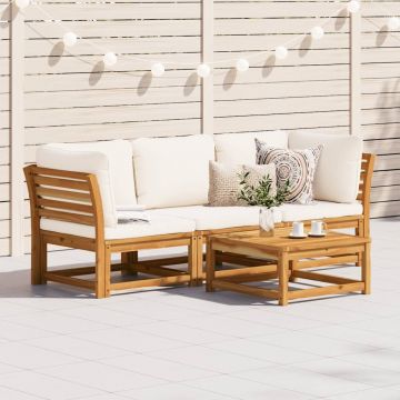 vidaXL Set mobilier de grădină cu perne, 3 piese, lemn masiv acacia