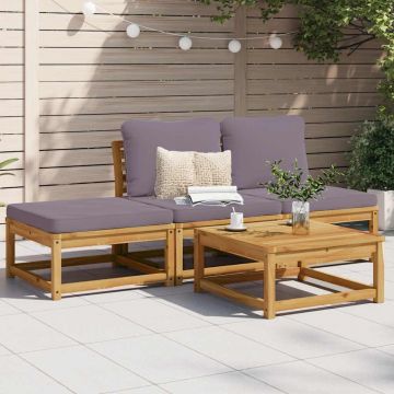 vidaXL Set mobilier de grădină cu perne, 4 piese, lemn masiv de acacia