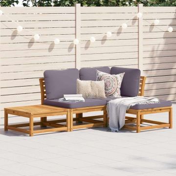 vidaXL Set mobilier de grădină cu perne, 4 piese, lemn masiv de acacia