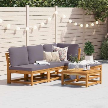 vidaXL Set mobilier de grădină cu perne, 5 buc., lemn masiv acacia