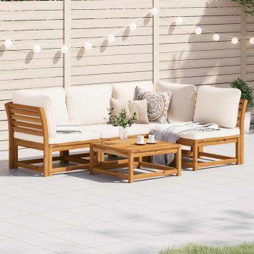 vidaXL Set mobilier de grădină cu perne, 5 buc., lemn masiv acacia