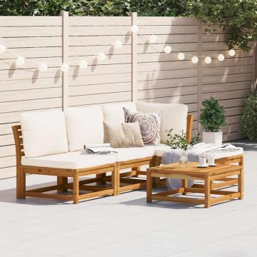 vidaXL Set mobilier de grădină cu perne, 5 buc., lemn masiv acacia