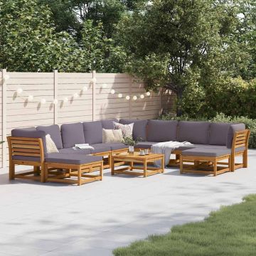 vidaXL Set mobilier grădină cu perne, 11 piese, lemn masiv acacia