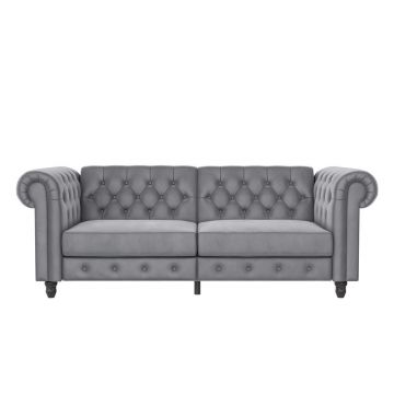 Canapea gri deschis cu tapițerie din catifea 236 cm Felix – Støraa