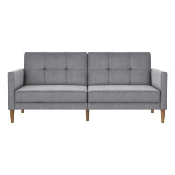 Canapea gri deschis extensibilă cu tapițerie din catifea 207 cm Lilly – Støraa