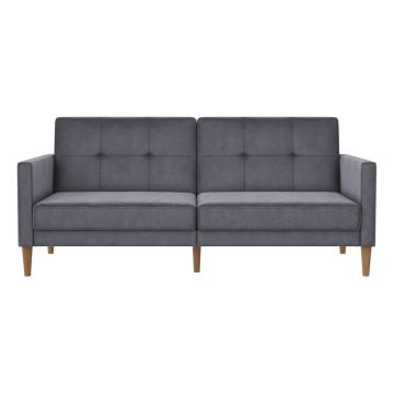 Canapea gri extensibilă cu tapițerie din catifea 207 cm Lilly – Støraa