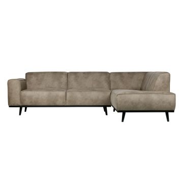 Colțar gri deschis cu tapițerie din imitație de piele (cu colț pe partea dreaptă/în formă de ”L”) Statement – WOOOD