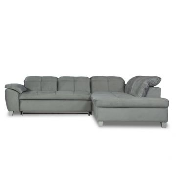 Coltar Extensibil Cu Otoman Mic Dreapta Sevilia Lux, 5 Locuri, Tetiere Reglabile, Gri, 280 Cm