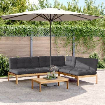 vidaXL Set canapele de grădină cu perne din paleți 4 piese lemn acacia