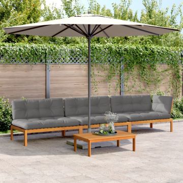 vidaXL Set canapele de grădină cu perne din paleți 4 piese lemn acacia