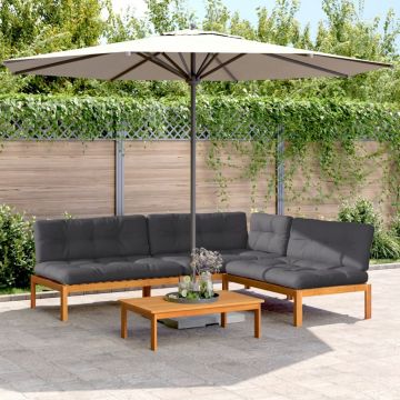 vidaXL Set canapele de grădină cu perne din paleți 4 piese lemn acacia