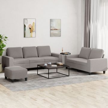 vidaXL Set de canapele, 3 piese, gri taupe, textil