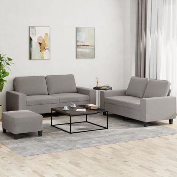 vidaXL Set de canapele, 3 piese, gri taupe, textil