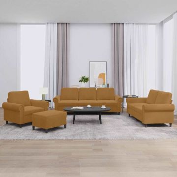 vidaXL Set de canapele cu perne, 4 piese, maro, catifea