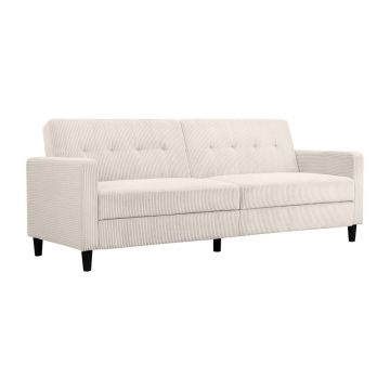 Canapea albă extensibilă cu tapițerie din catifea reiată 82 cm Hartford – Støraa