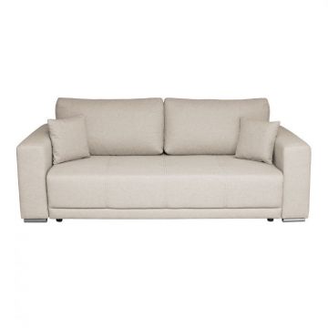 Canapea BERNA B extensibila, 3 locuri, cu arcuri si lada depozitare, bej, 238x108x77 cm
