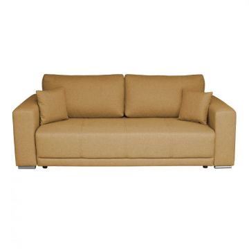 Canapea BERNA B extensibila, 3 locuri, cu arcuri si lada depozitare, galben, 238x108x77 cm